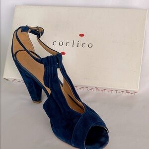 Coclico Odalisk  Olivia Suede Sandal Ante Deep Blue Size 40